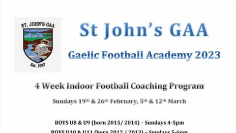St Johns GAA academy starts this Sunday